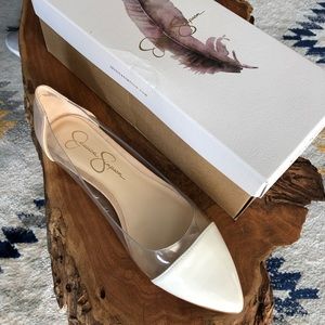 White, clear, and tan flats NEVER WORN